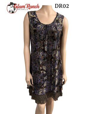 VGC Rancho Estancia Burnout Velvet Tank Dress SZ M